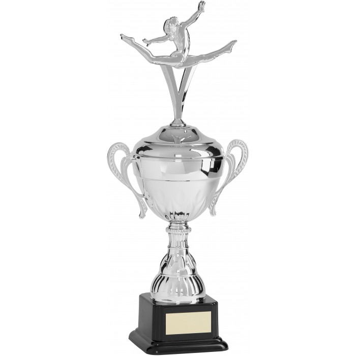 SILVER HANDLED CUP FEATURING METAL SILVER DANCE FIGURE - AVAILABLE IN 3 SIZES